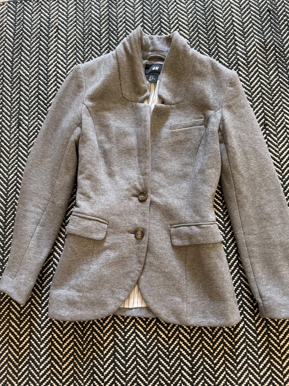 H&M Gray Fitted Women's Blazer with Notch Collar
